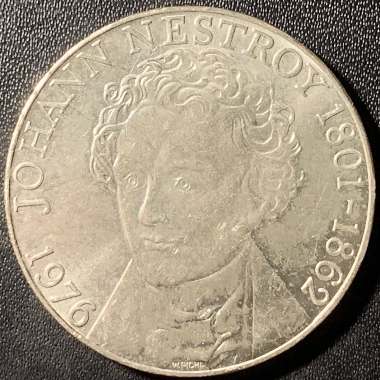 紫瑗钱币——第315期拍卖 奥地利 1976年 音乐家 约翰·内斯特洛伊175周年 100先令 24克 0.64银 UNC