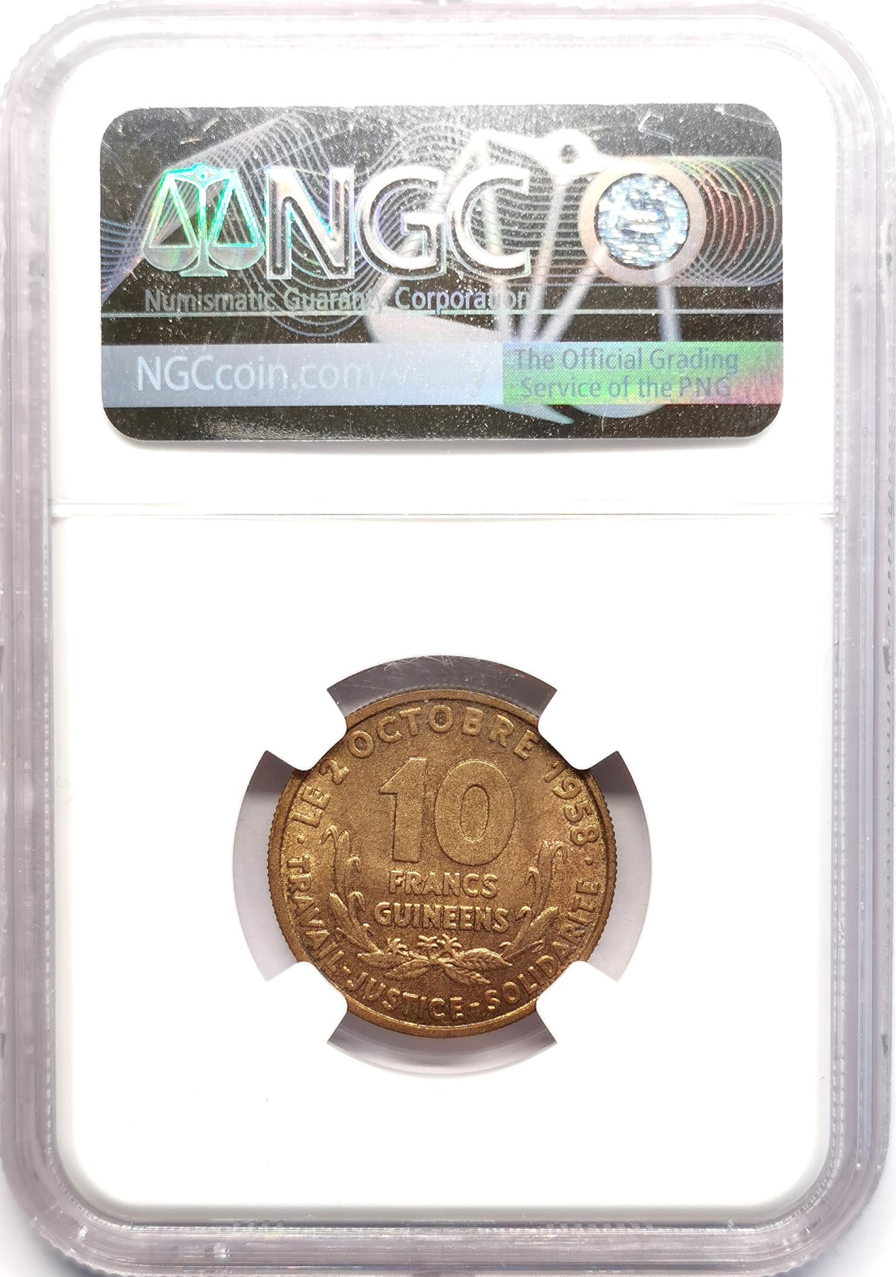 凡希社世界钱币微拍第二百五十期 1959几内亚10法郎NGC-MS65