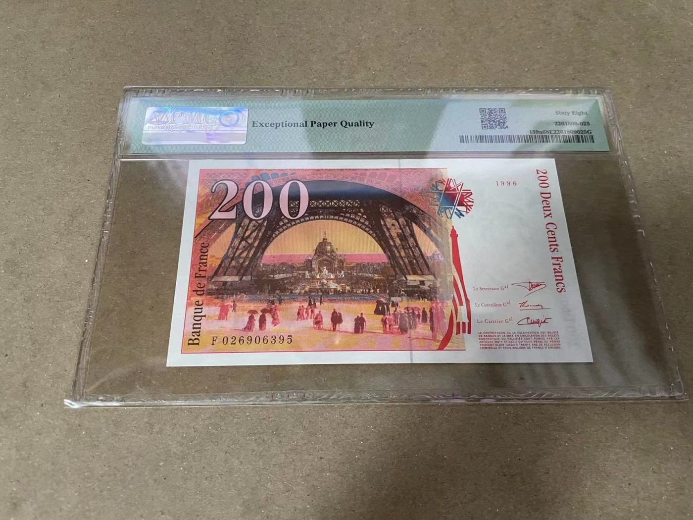 【Blue Auction】✨世界纸币精拍第380期【精】 【无47】法国 1995-96年200法郎 PMG68EPQ 超高分