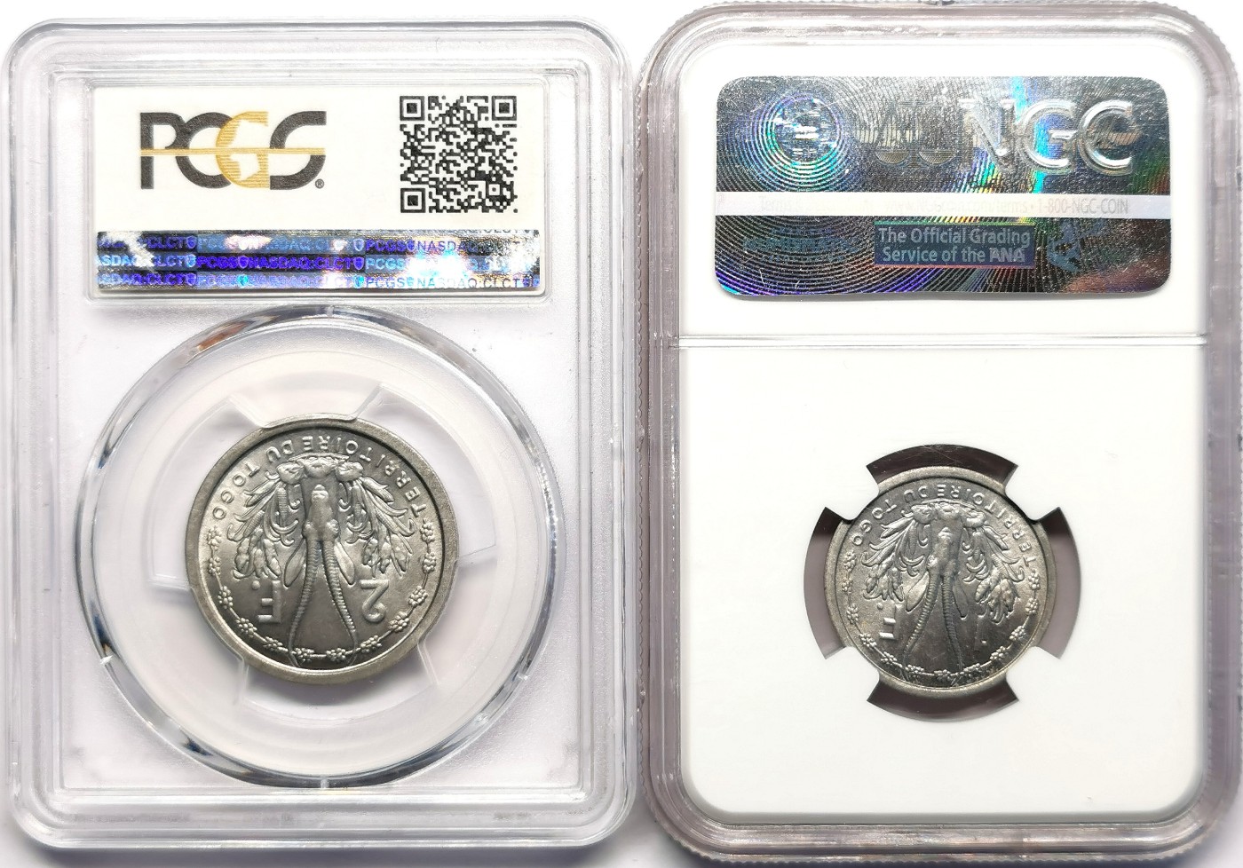 凡希社世界钱币微拍第二百五十期 1948法属多哥FR/2FR一对N/P收藏级！