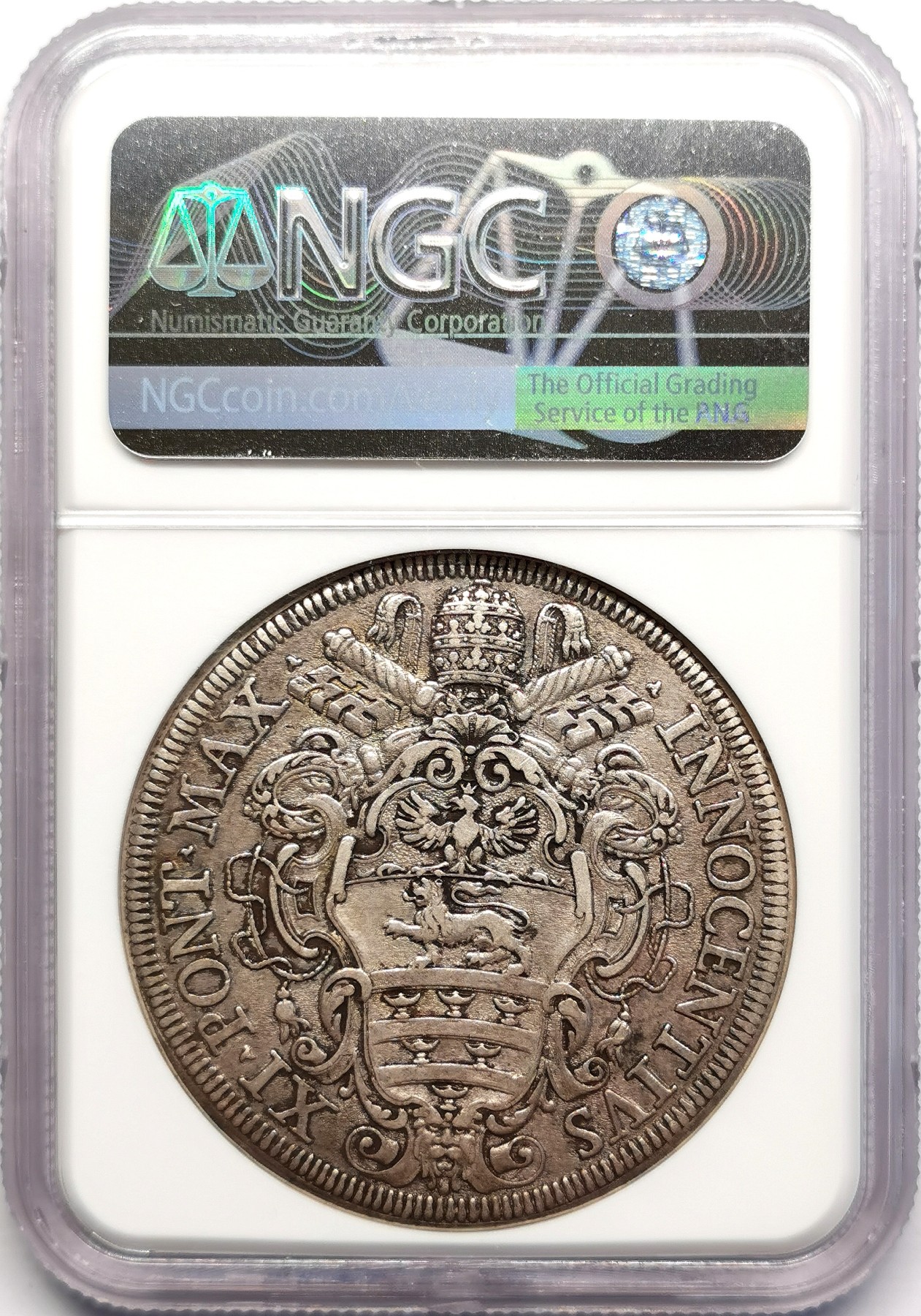 凡希社世界钱币微拍第二百五十期 1680教皇国圣彼得登基皮亚斯特大银NGC-AU50包浆醇熟好味道！