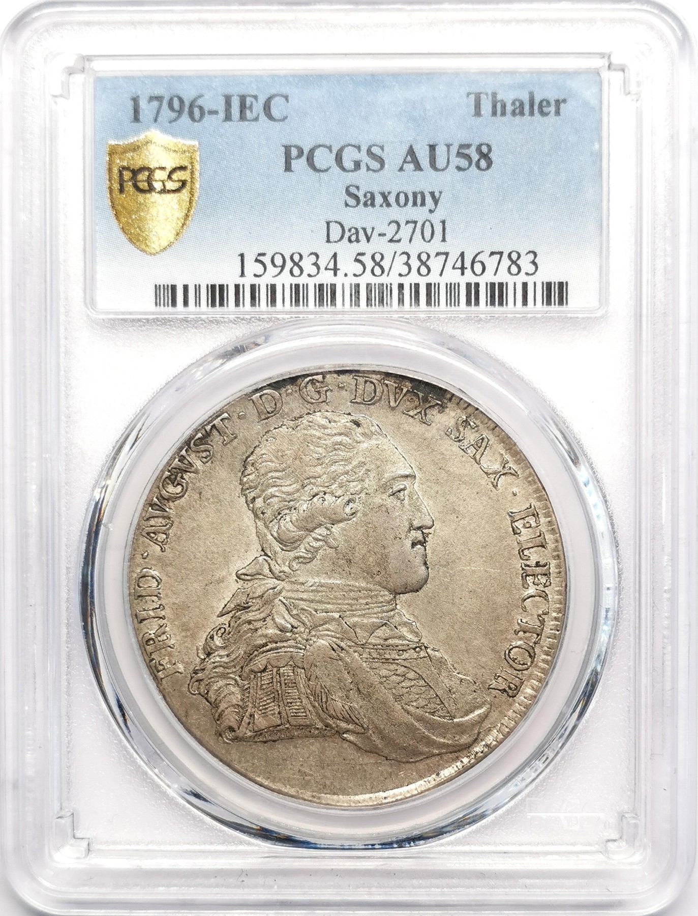 凡希社世界钱币微拍第二百五十期 1796萨克森奥古斯特泰勒大银PCGS-AU58
