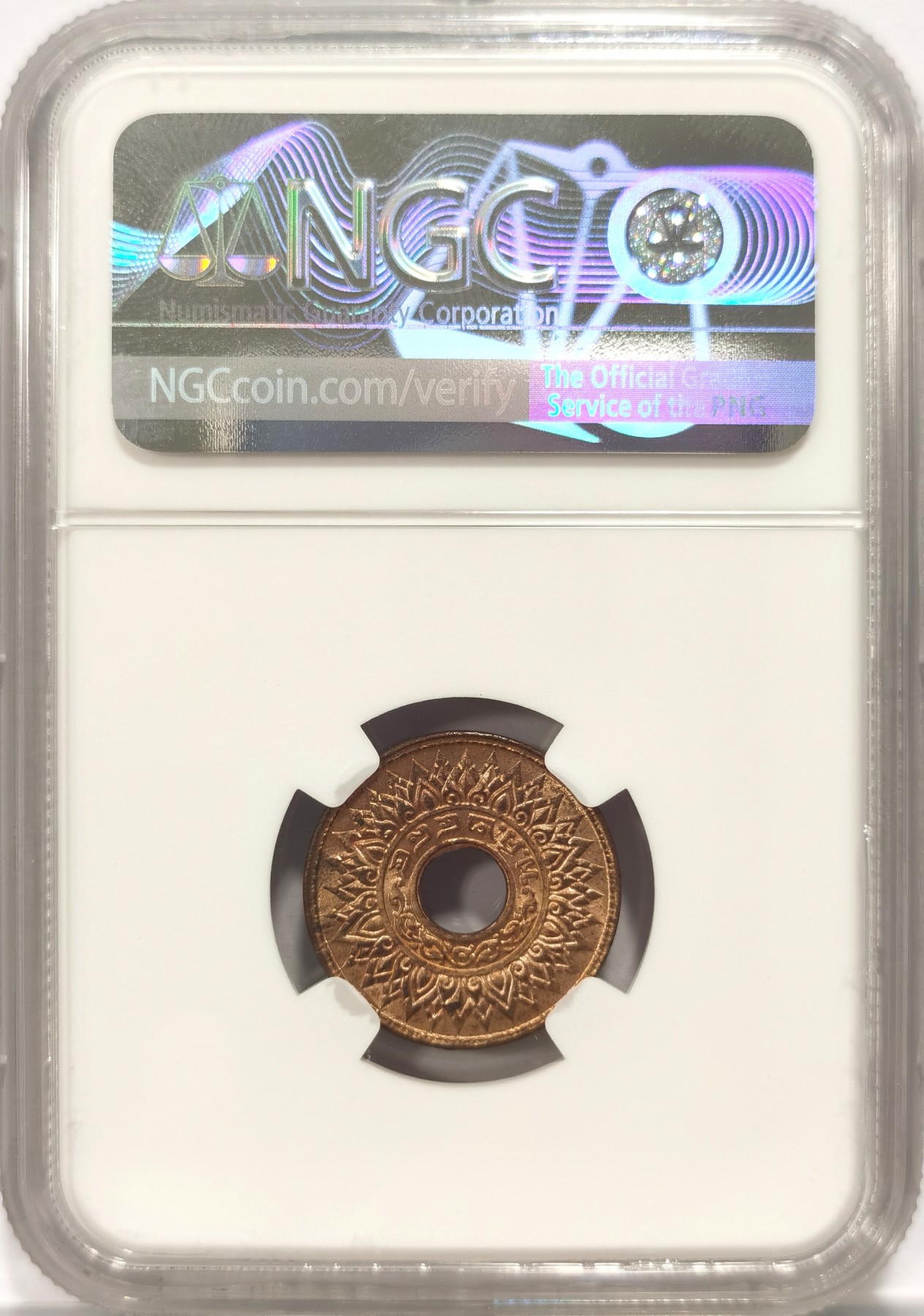 博洋堂世界钱币拍卖第047期（全场包邮） NGC MS65RB 泰国1941年1萨当铜币