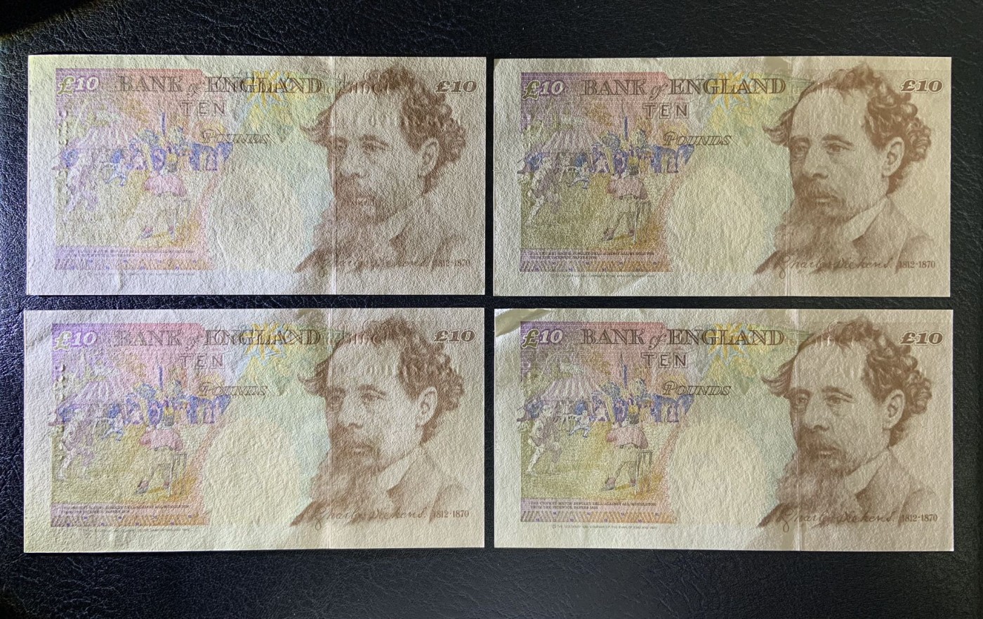收藏联盟Quantum Auction 第296期拍卖  英国1993年版10镑4张 品相UNC 一张为UNC- 其余3张边角微瑕