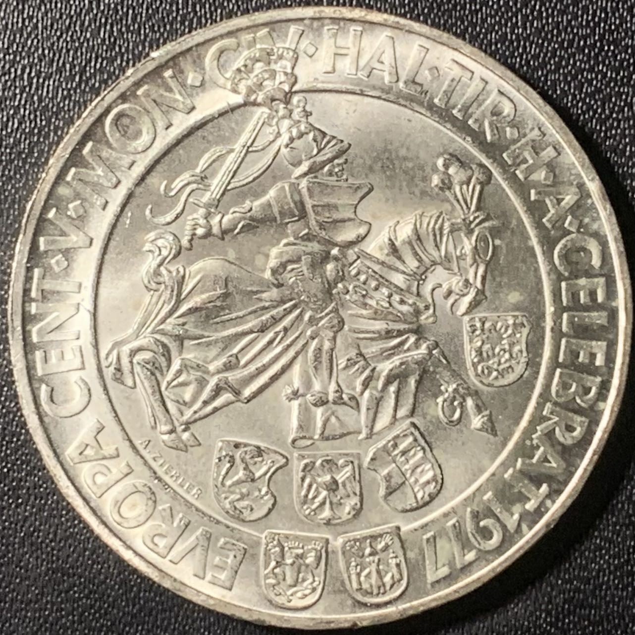 紫瑗钱币——第315期拍卖 奥地利 1977年 萨尔茨堡建市900周年 100先令 24克 0.64银 UNC