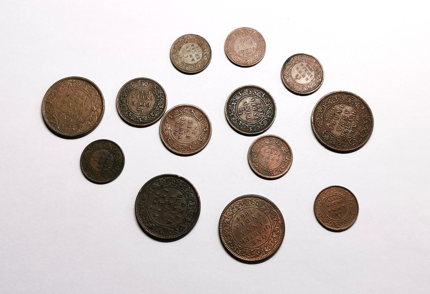 凡希社世界钱币微拍第二百五十期 英属印度小维铜辅币一组