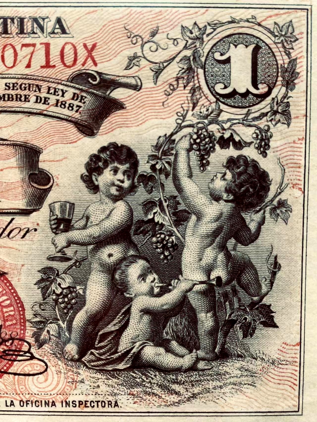 【Blue Auction】✨世界纸币精拍第380期【精】  【唯一冠军分 全新原票品相罕见 珍品实钞】阿根廷 1888年1比索 WBG63EPQ 设计非常精巧童趣十足 PMG最高分仅55  BWC出品雕刻精美