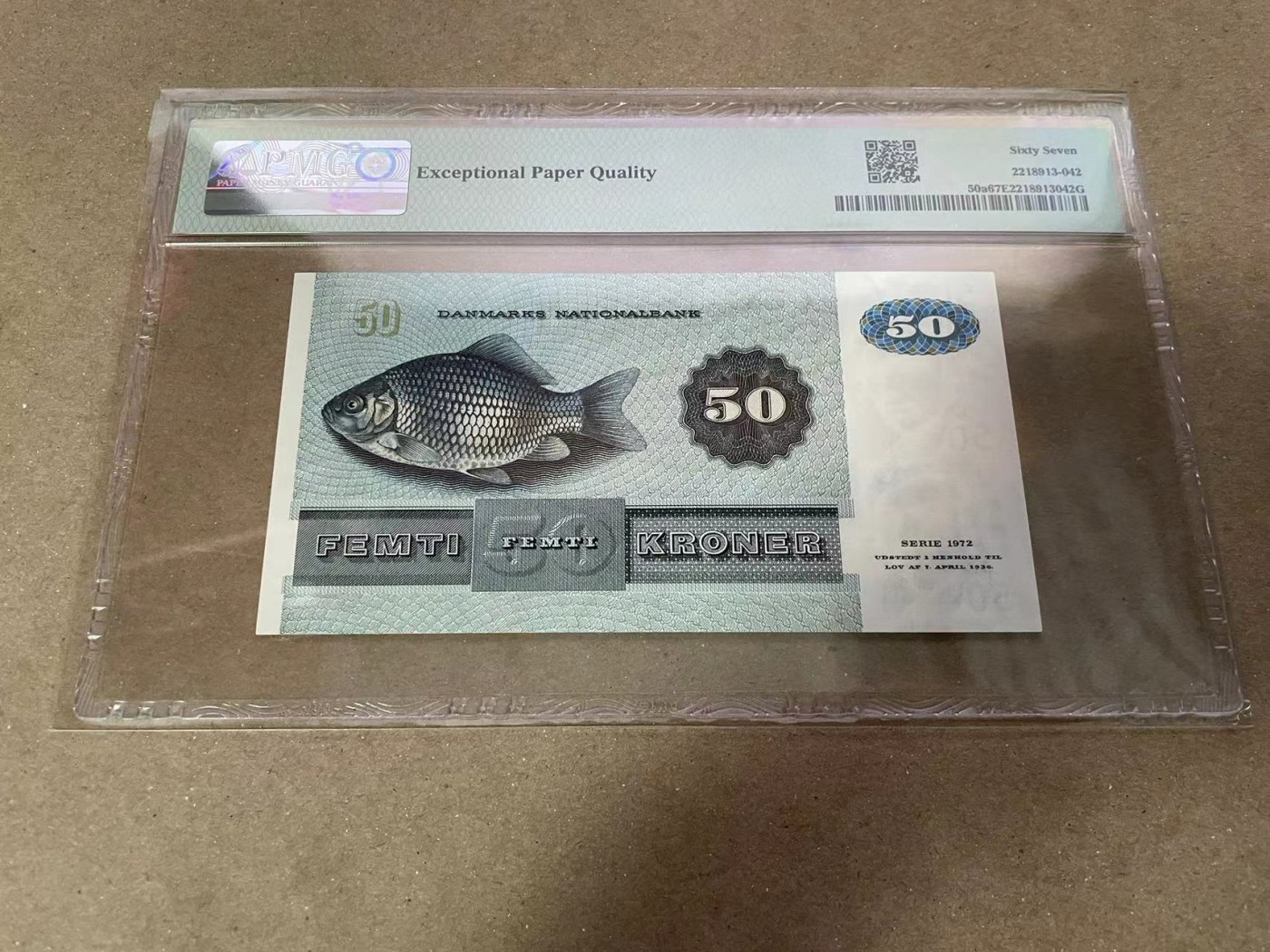 【Blue Auction】✨世界纸币精拍第380期【精】 【初版A0冠】丹麦 1972年50克朗 PMG67EPQ 高分