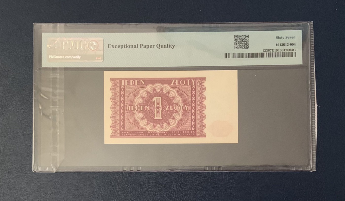 收藏联盟Quantum Auction 第296期拍卖  波兰1946年1玆罗提 PMG67 