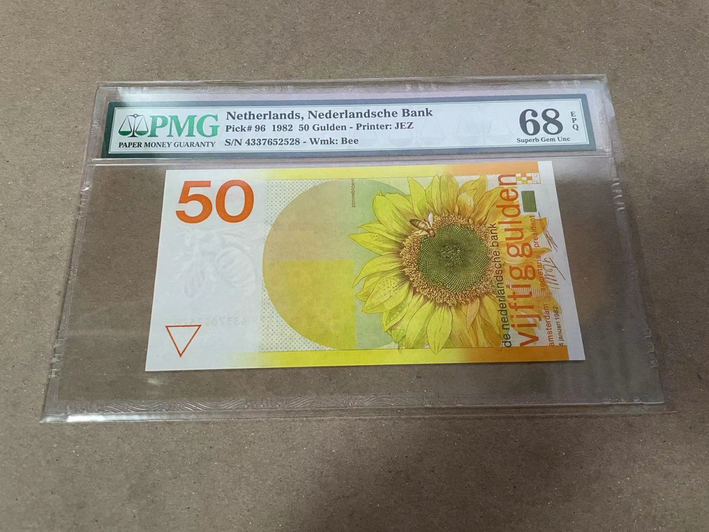 【Blue Auction】✨世界纸币精拍第380期【精】 荷兰 1982年50盾 向日葵 PMG68EPQ 高分 