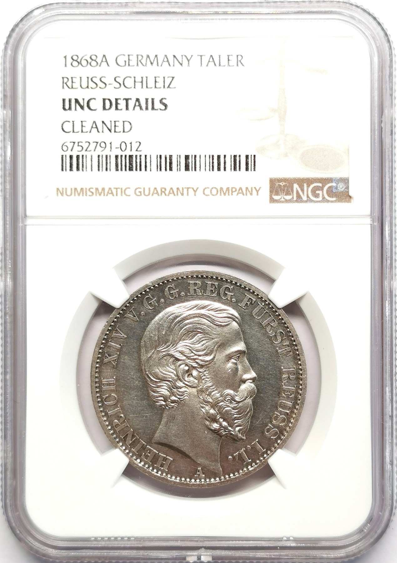 凡希社世界钱币微拍第二百五十期 1868罗伊斯-施莱茨泰勒NGC-UNCD