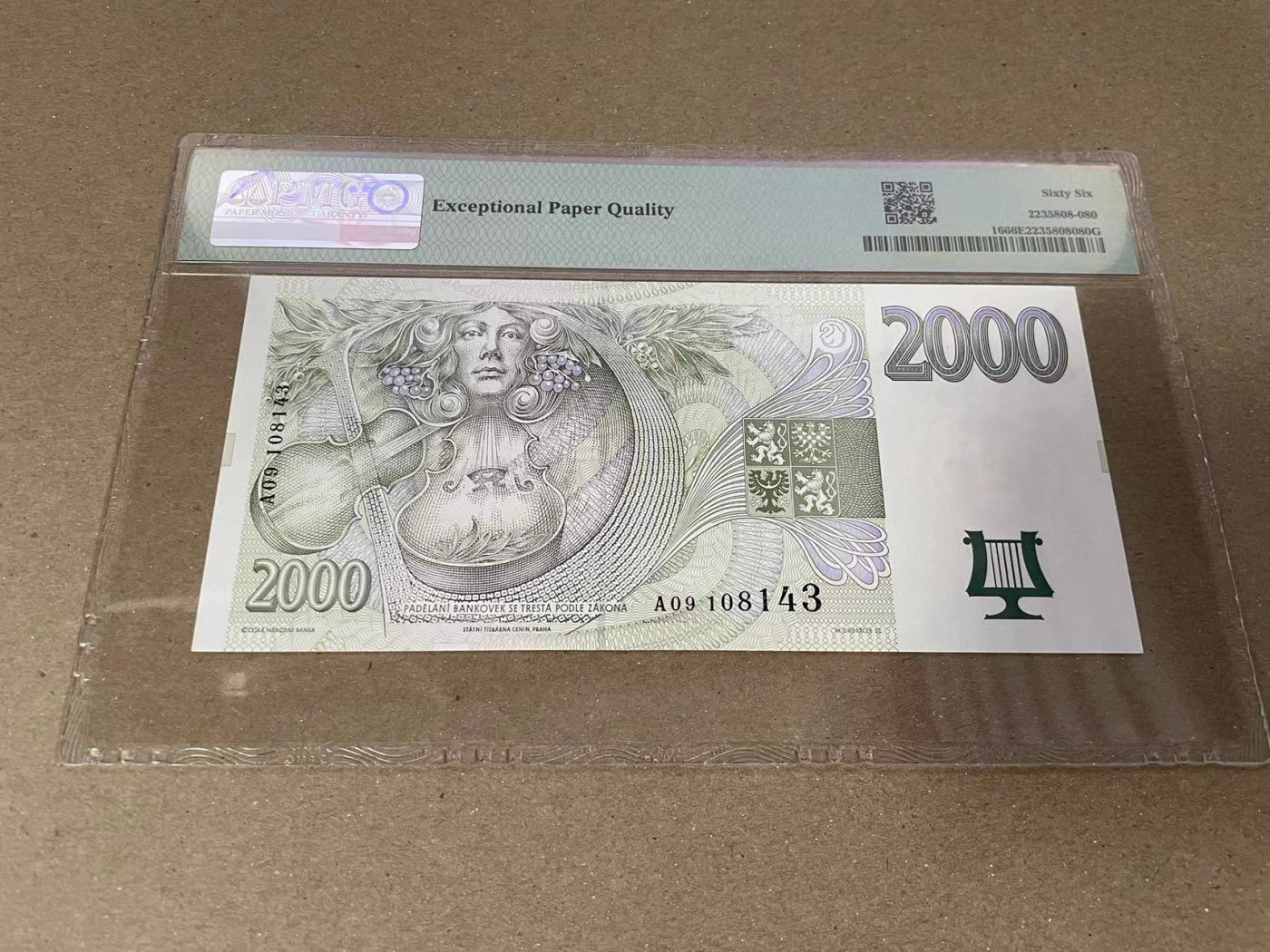 【Blue Auction】✨世界纸币精拍第380期【精】 捷克 1996年2000克朗 PMG66EPQ 