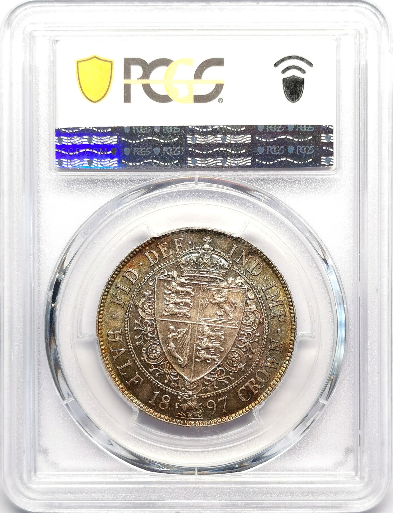 凡希社世界钱币微拍第二百五十期 1897英国老维批纱半克朗PCGS-MS64金绿彩！