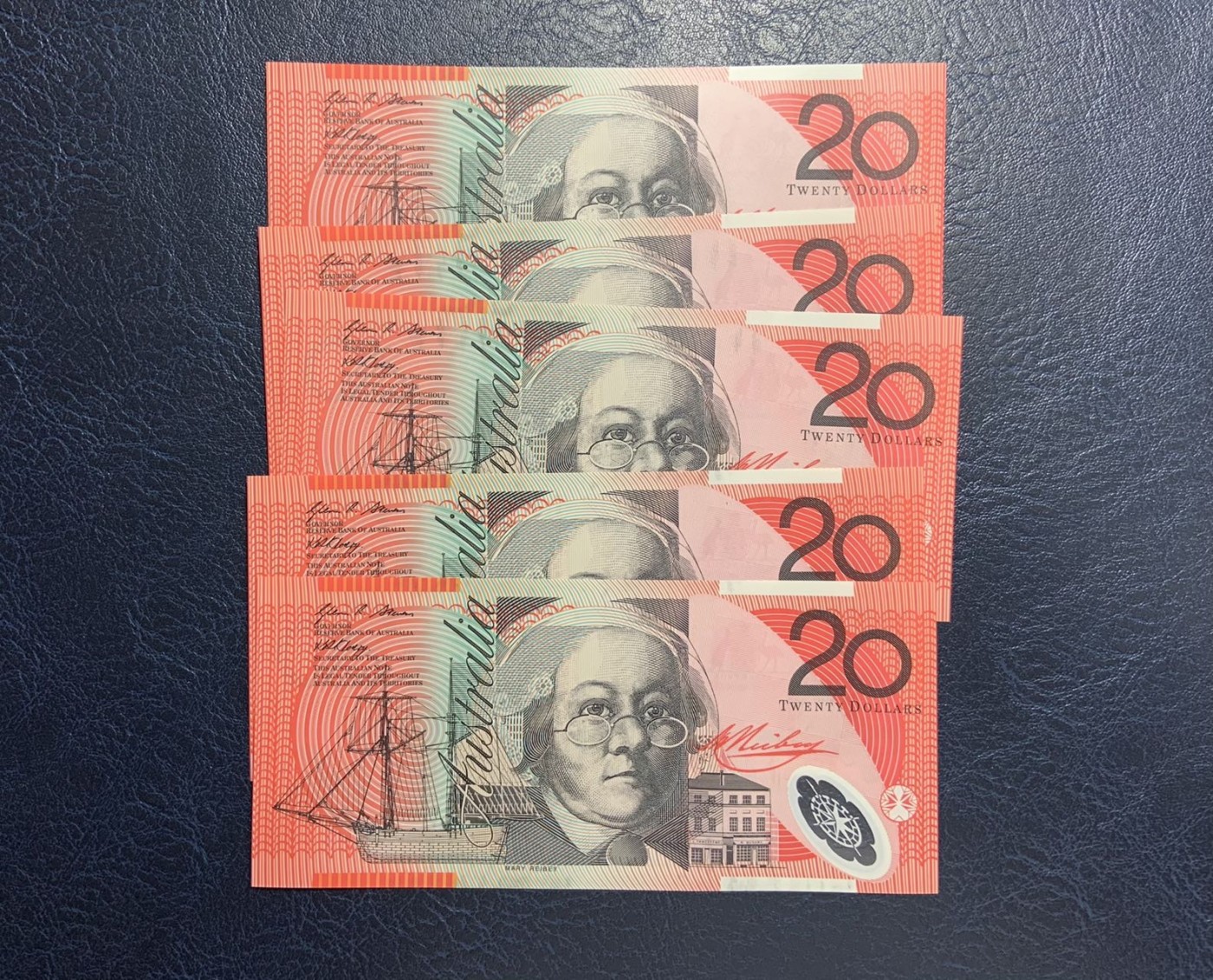 收藏联盟Quantum Auction 第296期拍卖  澳大利亚2008年20元5张 品相全新UNC 早期年份 