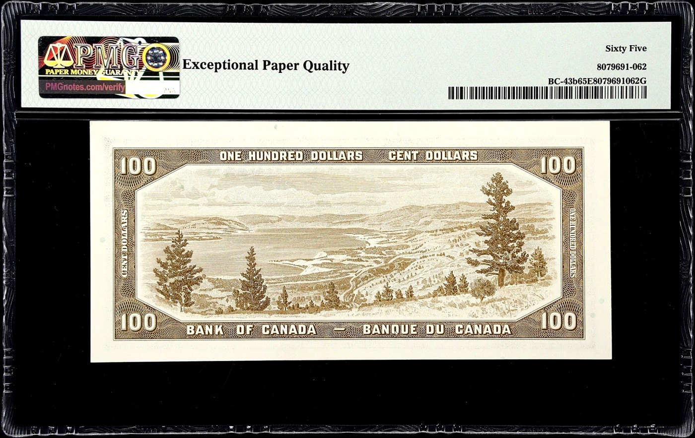 【Blue Auction】✨世界纸币精拍第380期【精】 【无47】加拿大 1954年100元 PMG65EPQ 绝品 次高值 女王 风景唯美