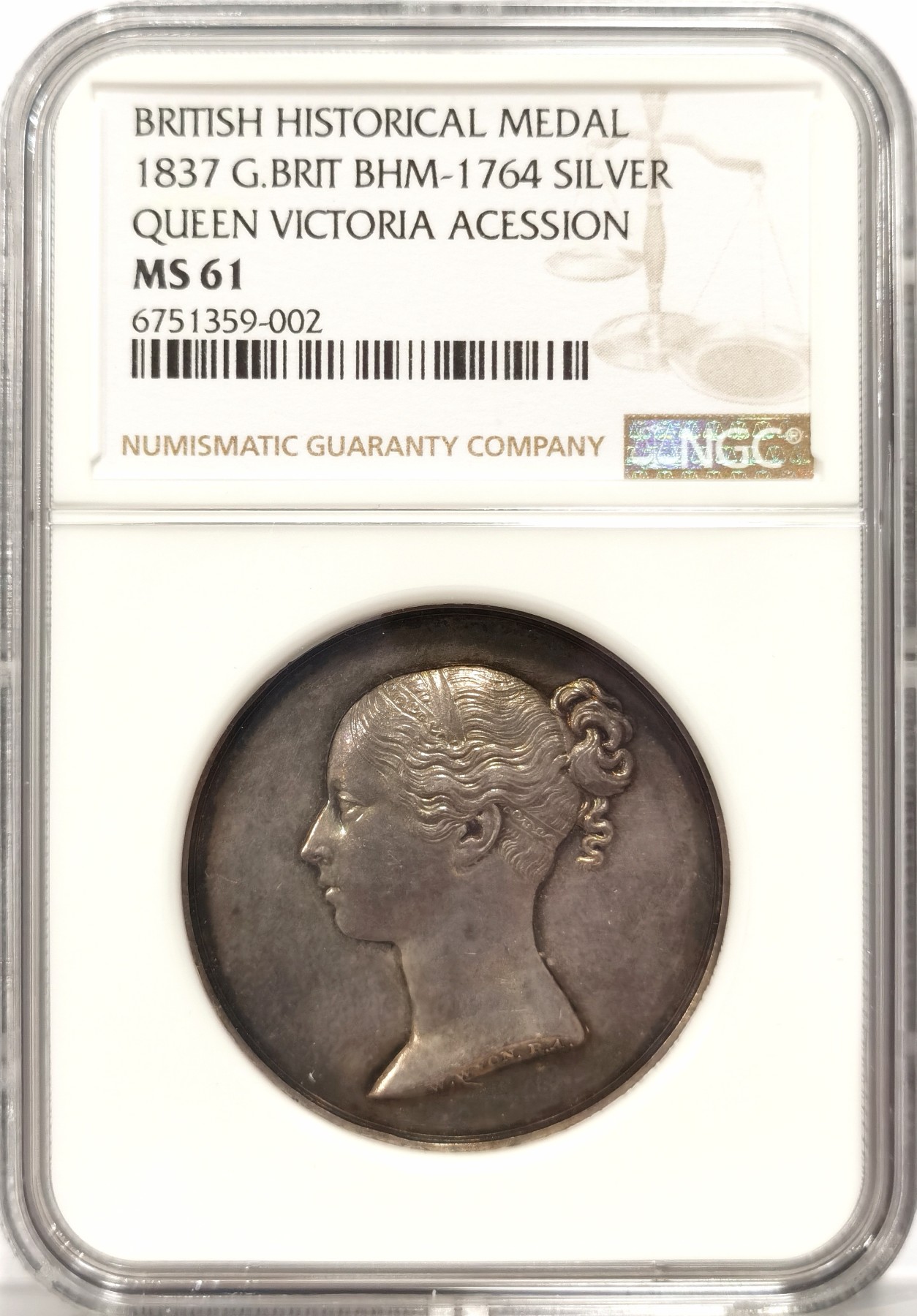 博洋堂世界钱币拍卖第047期（全场包邮） 英国 1837 维多利亚 银章 NGC MS61