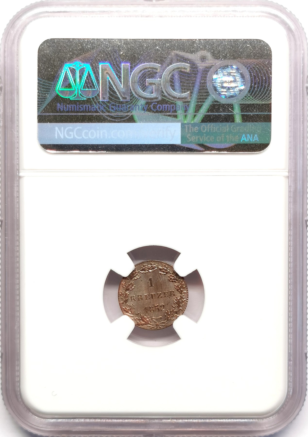 凡希社世界钱币微拍第二百五十期 1852法兰克福克鲁泽银辅币NGC-MS63