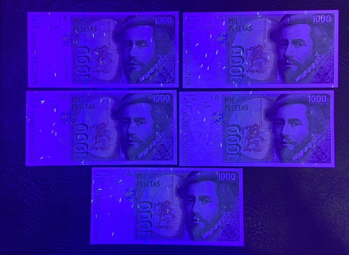 收藏联盟Quantum Auction 第296期拍卖  西班牙1992年1000比塞塔6张 品相全新UNC 其中一张为AU-