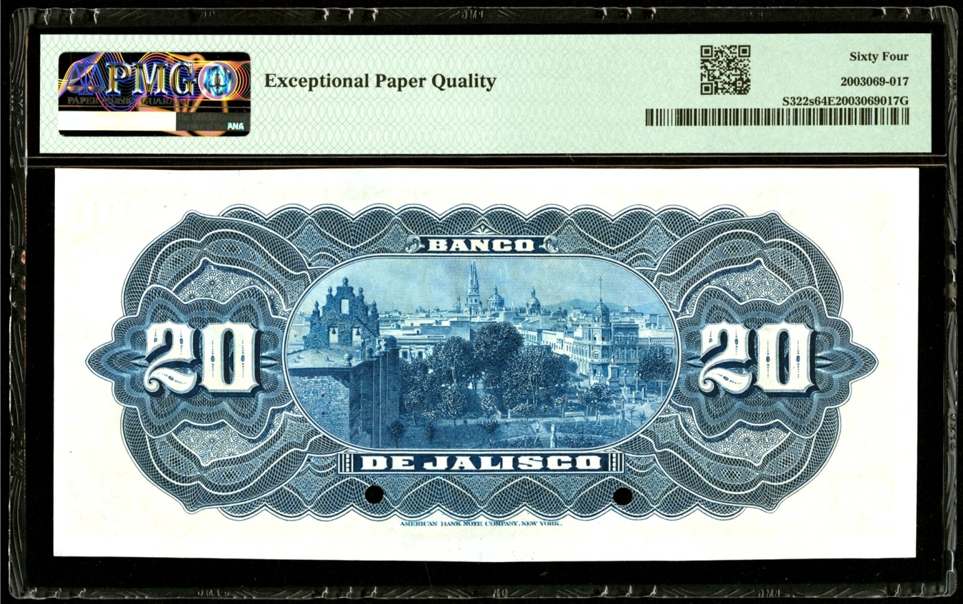 【Blue Auction】✨世界纸币精拍第380期【精】  【目录价750美金】墨西哥 1902-14年20比索 正面女神&背面城市风景唯美 ABNC出品 雕刻细腻 PMG64EPQ 超大票幅 非常耐看的一张 