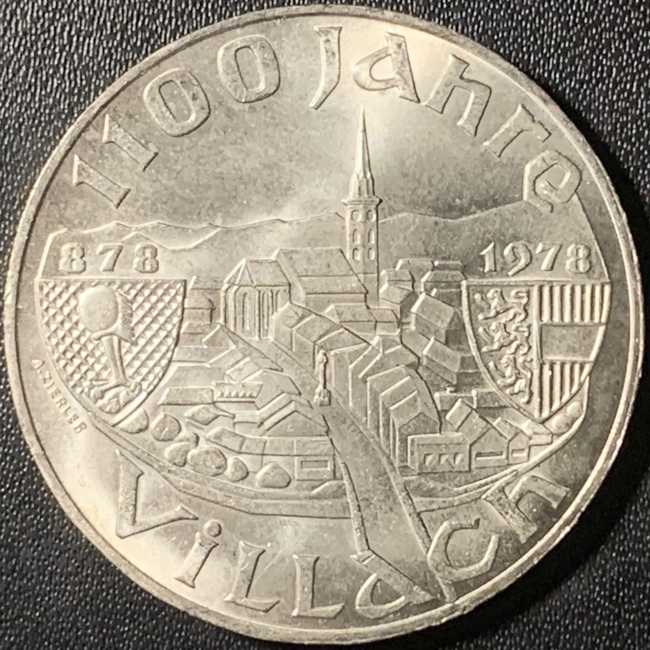 紫瑗钱币——第315期拍卖 奥地利 1978年 维拉奇成立1100周年 100先令 24克 0.64银 UNC
