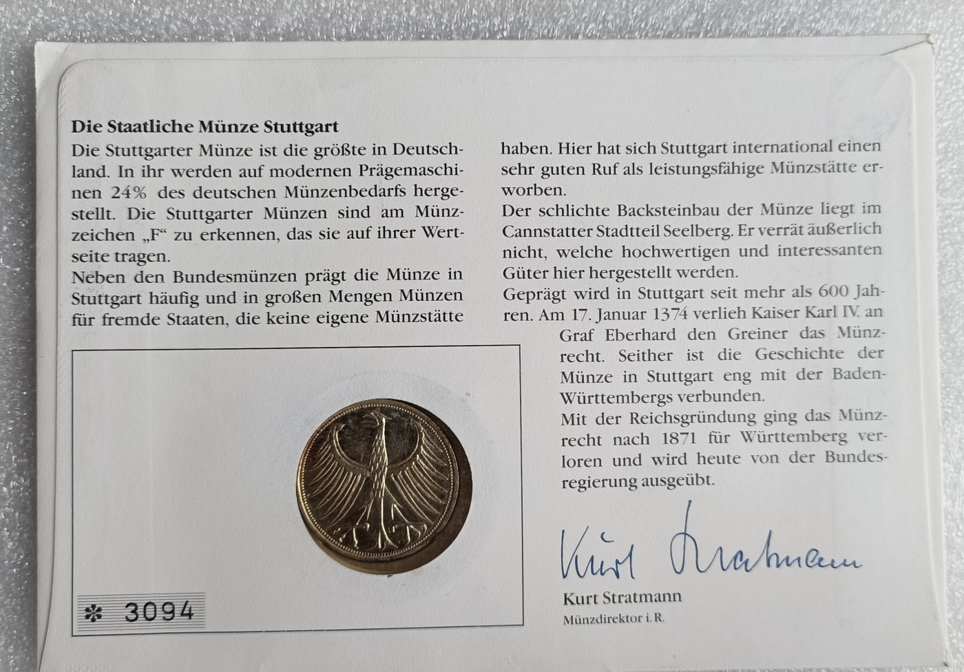 瓶子🏺第113期拍卖会  德国1993年巴登州州徽 地图 镶币纪念封 1965年5马克银币