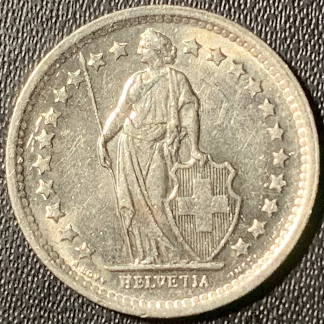 紫瑗钱币——第317期拍卖 瑞士 1966年 赫尔维蒂亚 1/2法郎 2.5克 0.835银 UNC