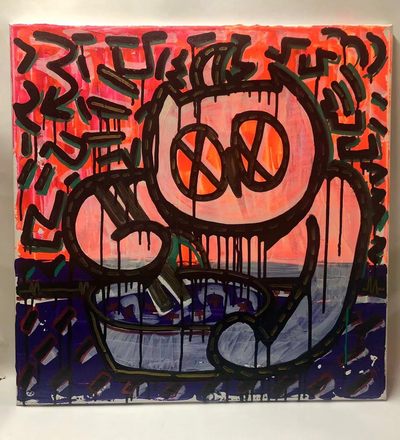 零元拍：歪歪亲笔签名原画大画幅《面》尺寸576/576MM - 零元拍：歪歪亲笔签名原画大画幅《面》尺寸576/576MM