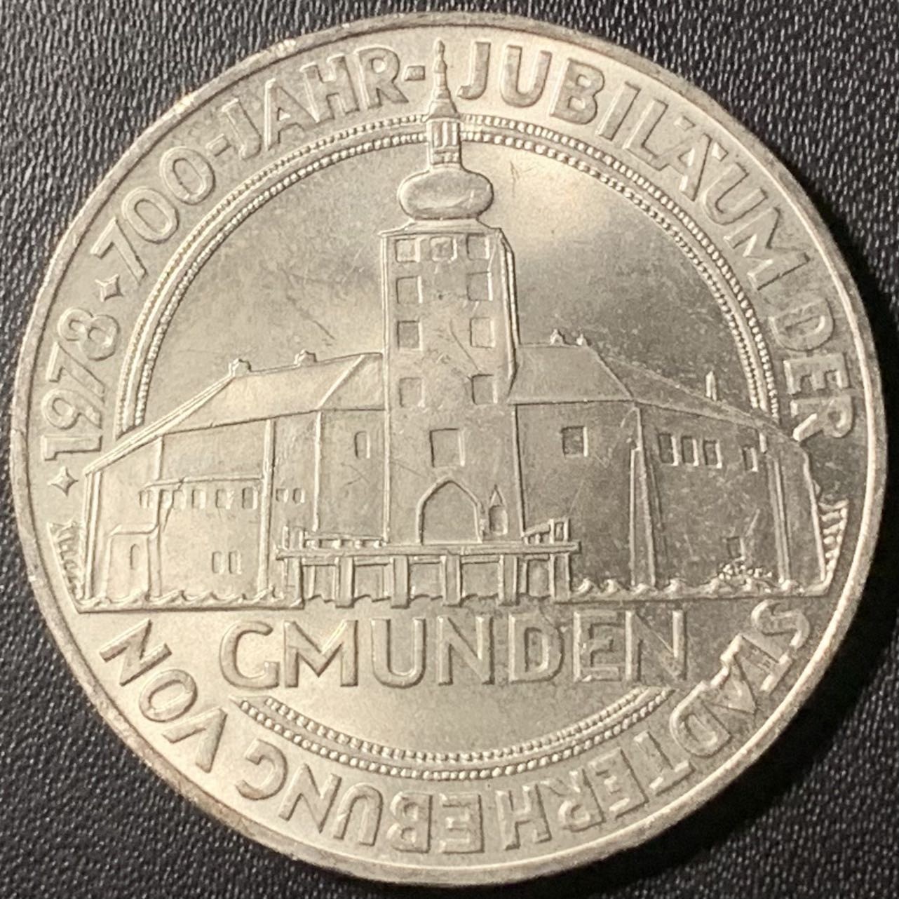 紫瑗钱币——第317期拍卖 奥地利 1978年 格蒙登建市700周年 100先令 24克 0.64银 UNC