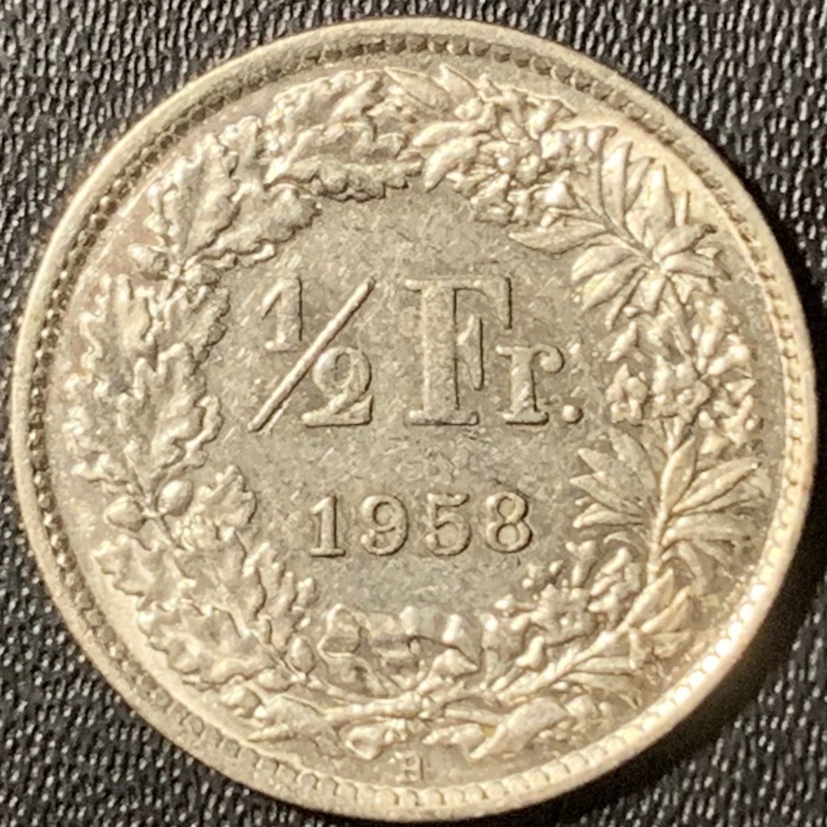 紫瑗钱币——第317期拍卖 瑞士 1958年 赫尔维蒂亚 1/2法郎 2.5克 0.835银 UNC