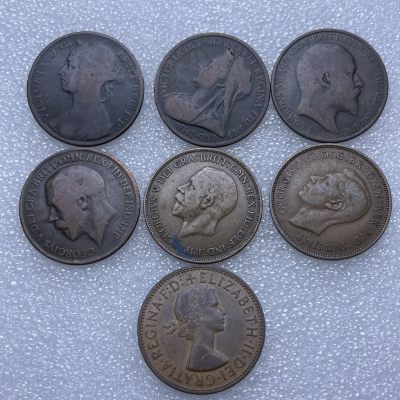 【铜匠收藏】第『57』散币《接受代拍 代送NGC评级》 - 英国  1便士 7枚 铜币
