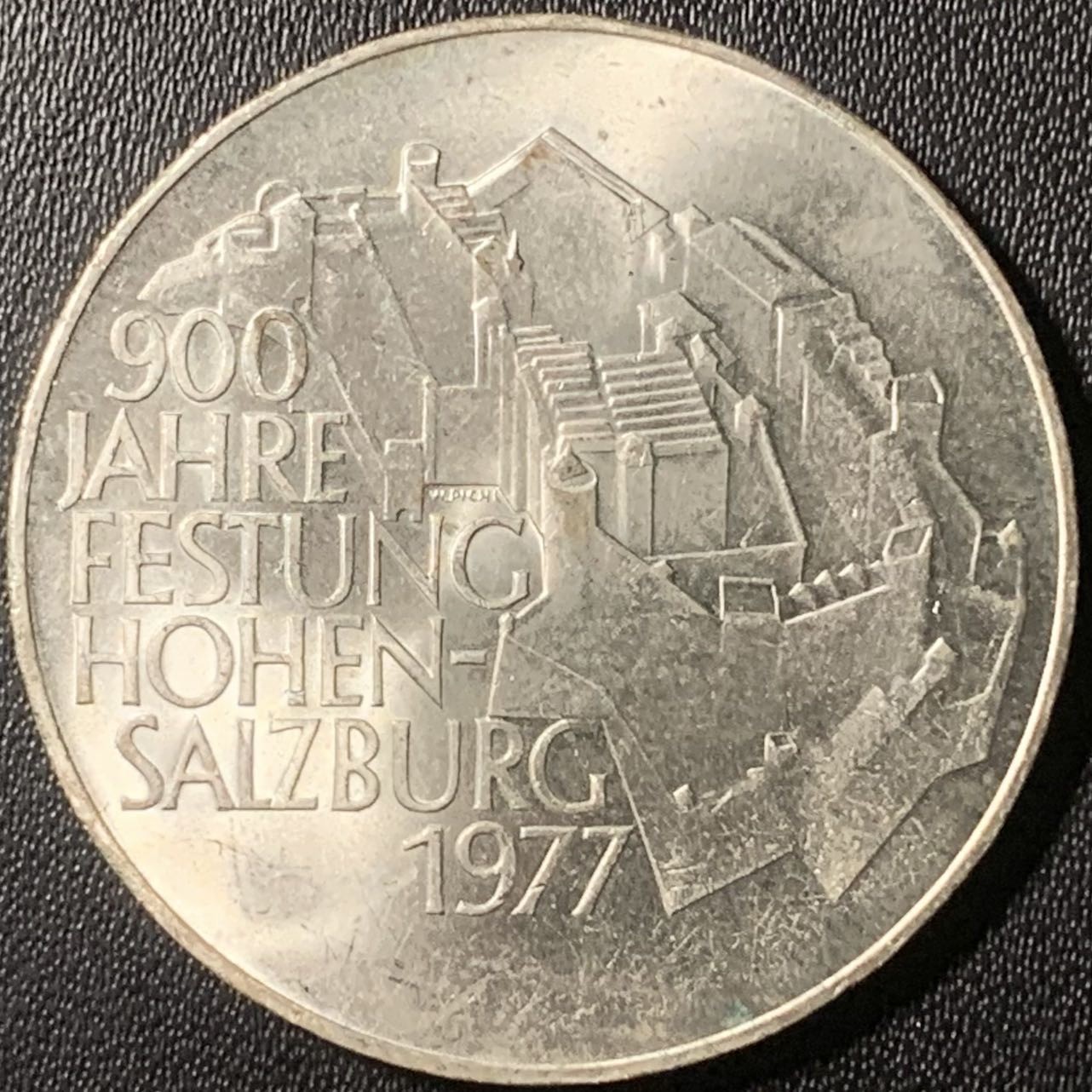 紫瑗钱币——第317期拍卖 奥地利 1977年 霍亨萨尔茨堡要塞900周年 100先令 24克 0.64银 UNC