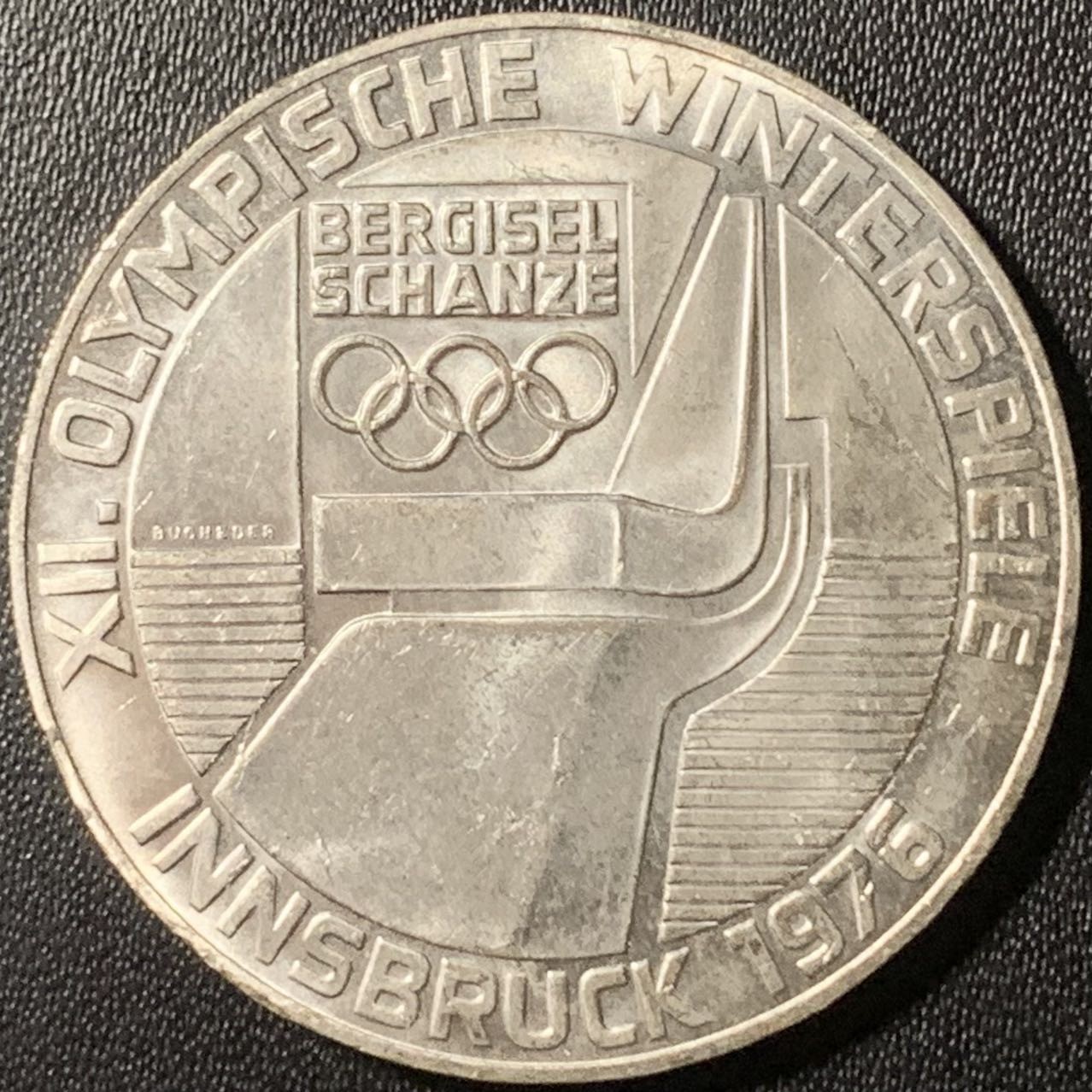 紫瑗钱币——第317期拍卖 奥地利 1976年 因斯布鲁克冬奥运 会标 100先令 24克 0.64银 UNC