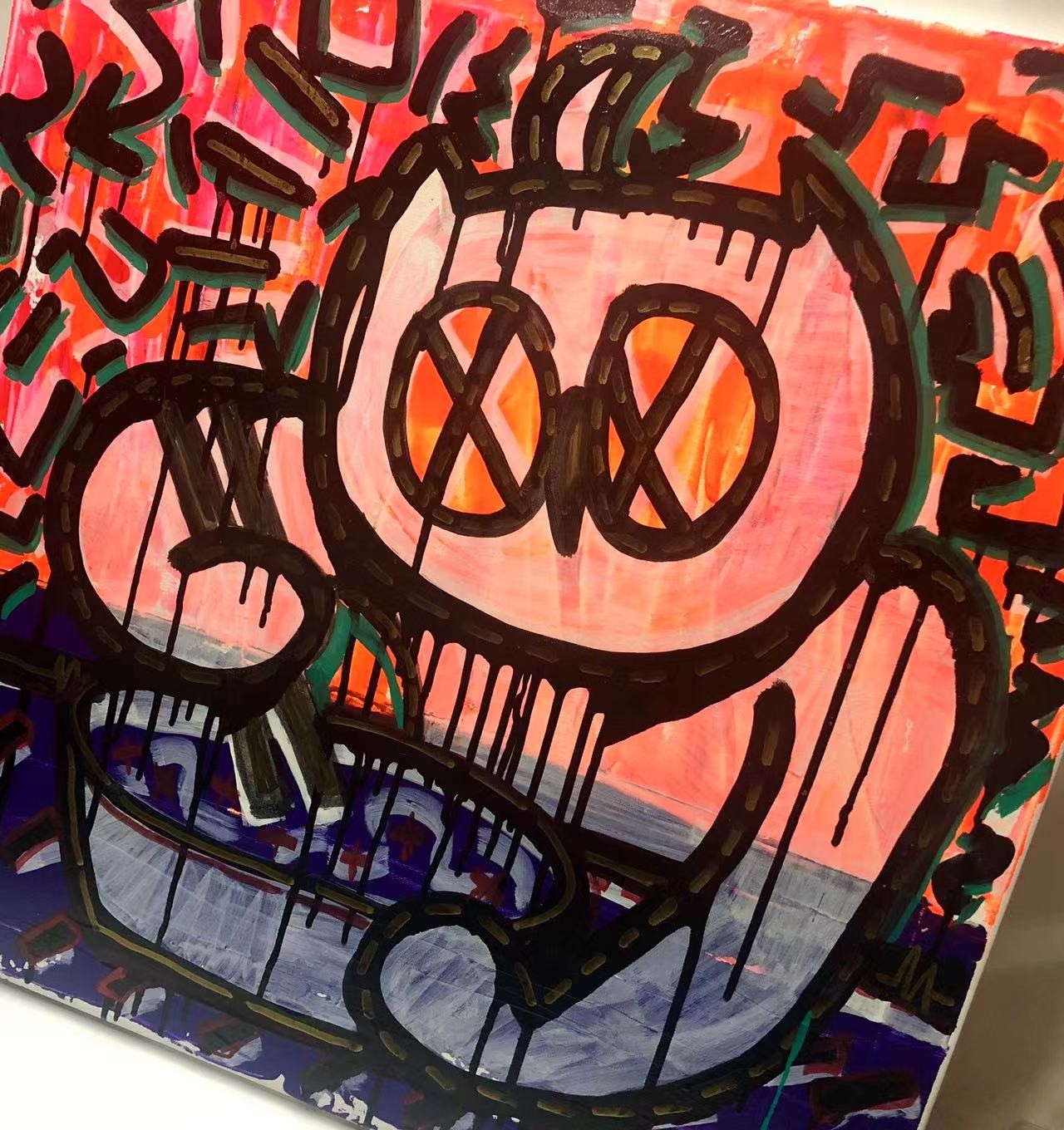零元拍：歪歪亲笔签名原画大画幅《面》尺寸576/576MM