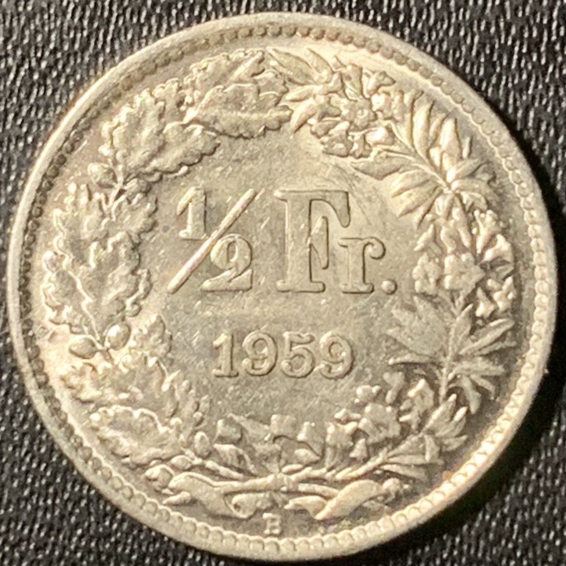 紫瑗钱币——第317期拍卖 瑞士 1959年 赫尔维蒂亚 1/2法郎 2.5克 0.835银 UNC