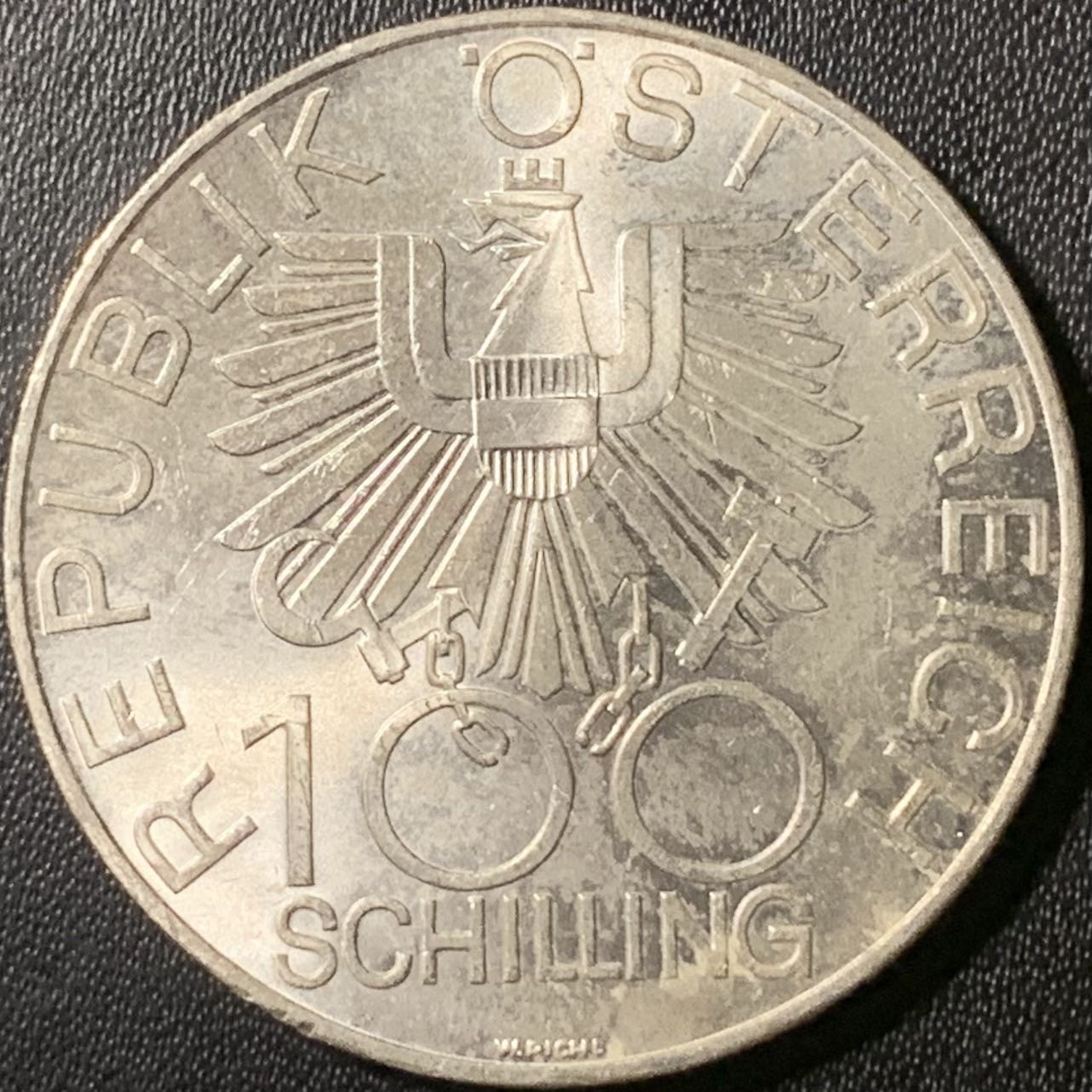 紫瑗钱币——第317期拍卖 奥地利 1979年 客店区200周年 100先令 24克 0.64银 UNC