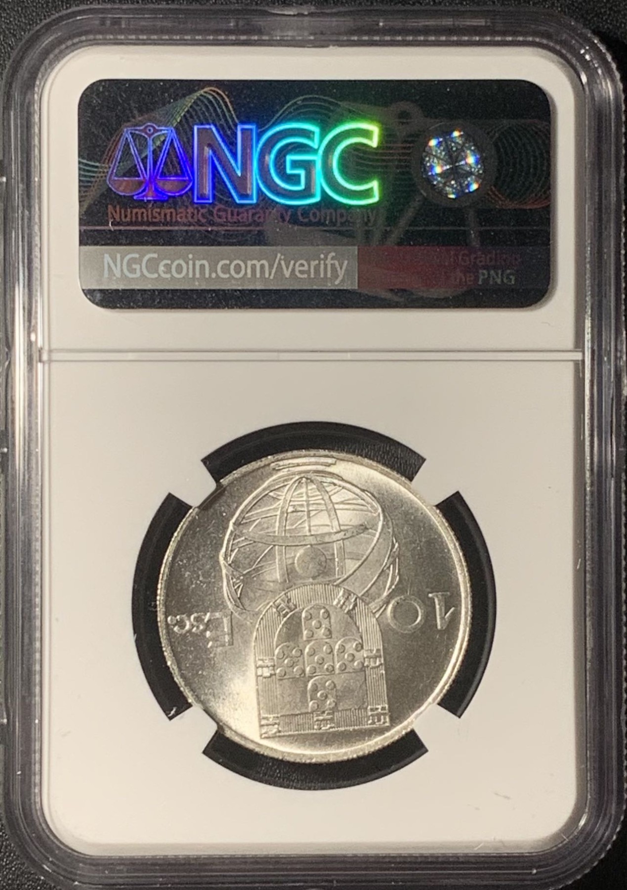 紫瑗钱币——第317期拍卖 葡萄牙 1955年 帆船 10埃斯库多 银币 NGC MS65