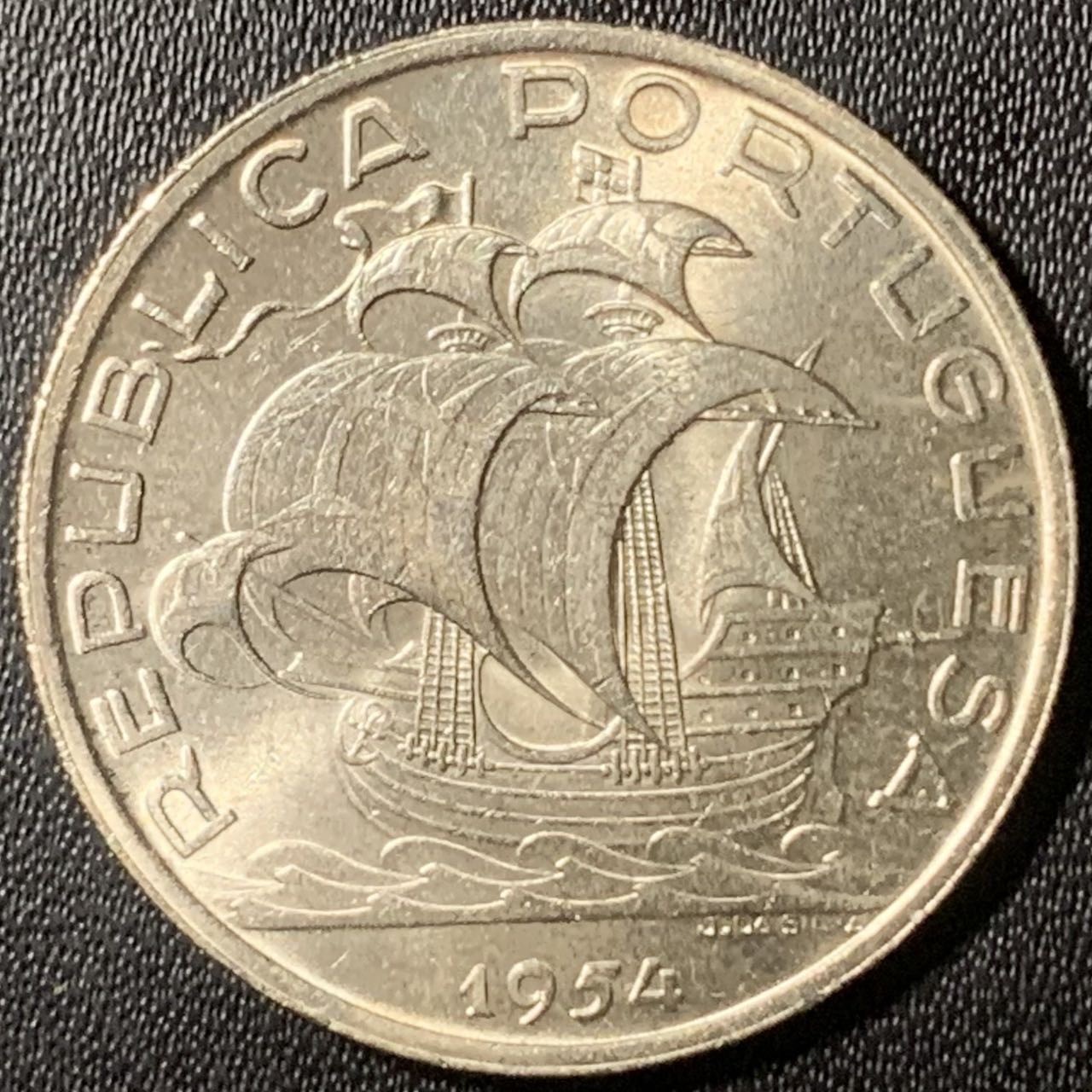 紫瑗钱币——第317期拍卖 葡萄牙 1954年 10埃斯库多 12.4克 0.835银 UNC