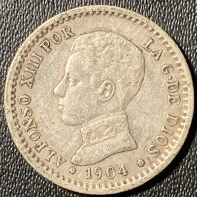 紫瑗钱币——第331期拍卖 - 西班牙 1904年 阿方索十三世 少年头 50分 2.5克 0.835银