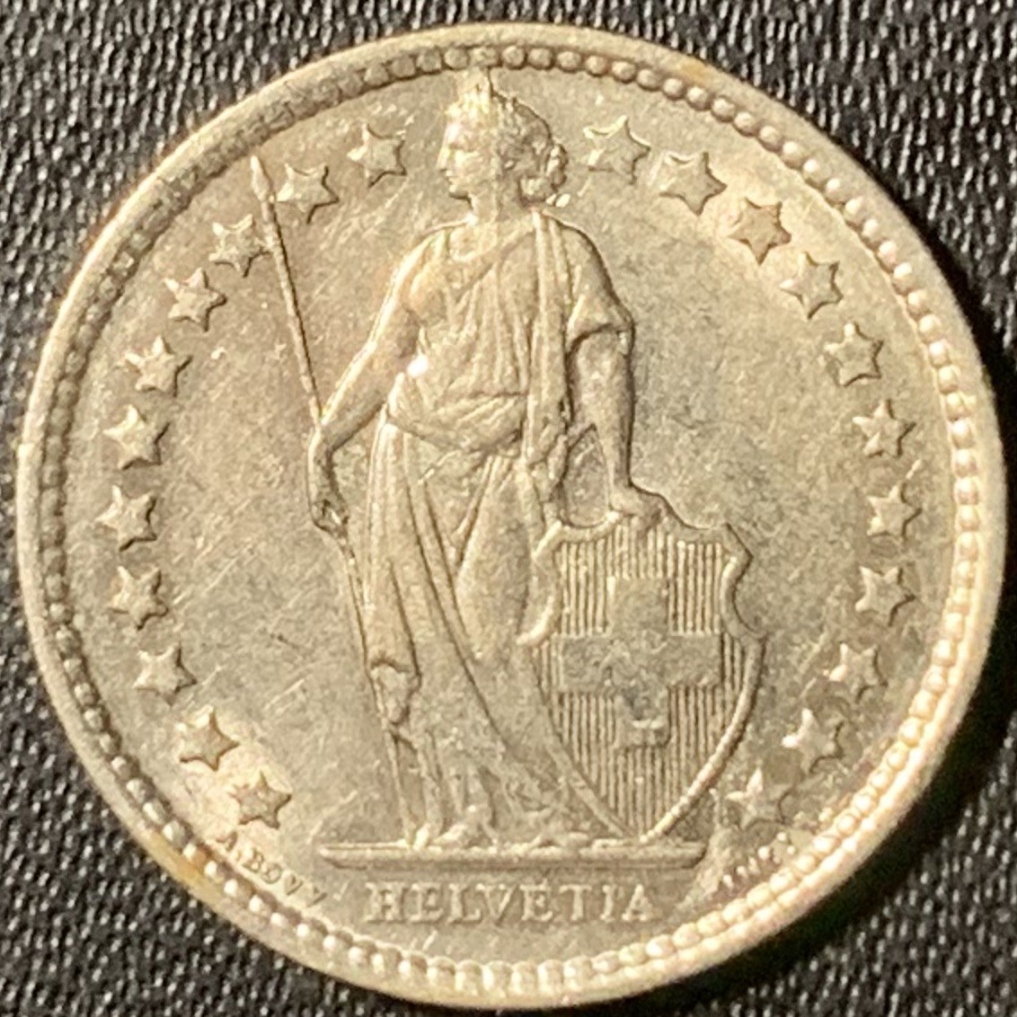 紫瑗钱币——第317期拍卖 瑞士 1958年 赫尔维蒂亚 1/2法郎 2.5克 0.835银 UNC