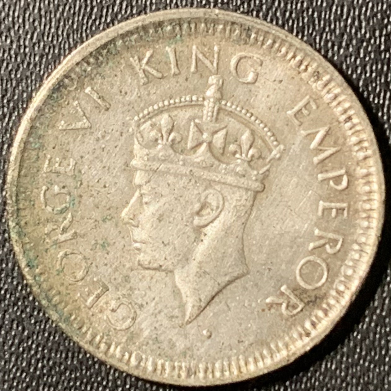 紫瑗钱币——第317期拍卖 英属印度 1944年 乔治六世 1/4卢比 2.9克  0.5银