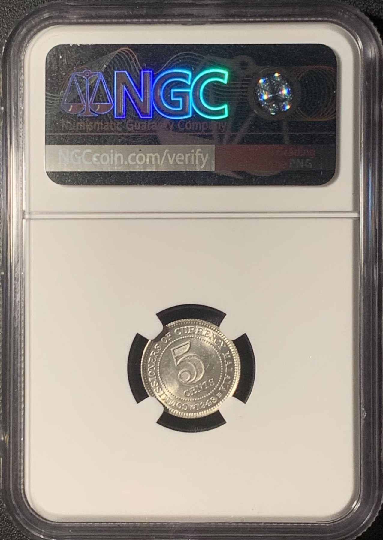 紫瑗钱币——第317期拍卖 马来亚 1943年 乔治六世 5分 银币 NGC MS64