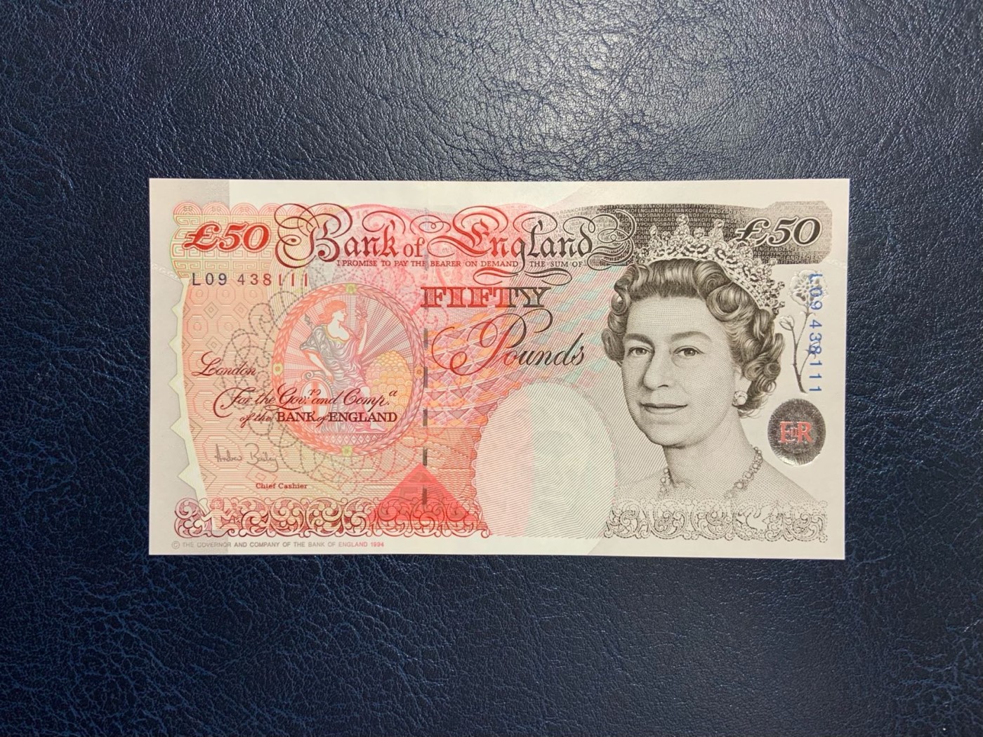 收藏联盟Quantum Auction 第296期拍卖  英国1994版50镑 品相全新UNC 豹子号111