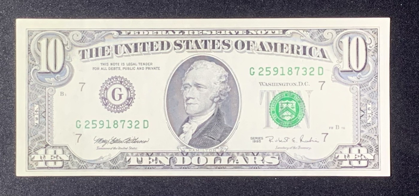 紫瑗钱币——第318期拍卖—纸币场 美国 1995年 G版 亚历山大·汉密尔顿 10美元 小头版 UNC-