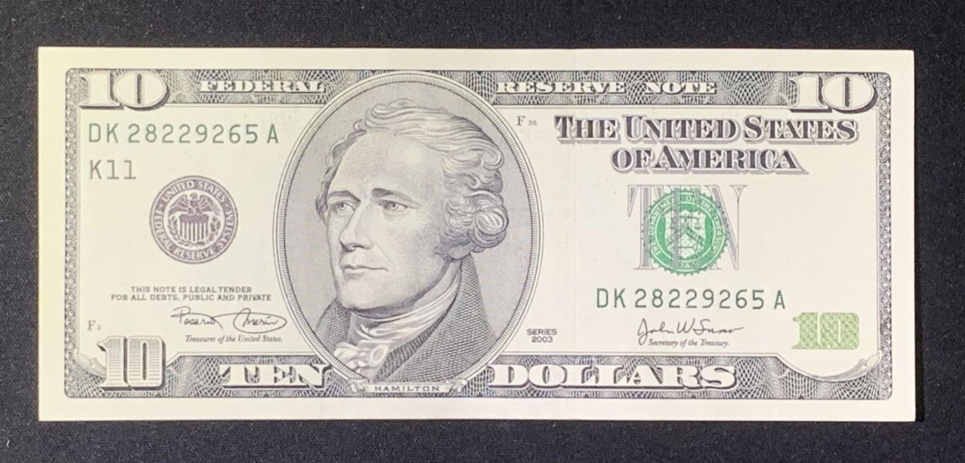 紫瑗钱币——第318期拍卖—纸币场 美国 2003年 K版 亚历山大·汉密尔顿 10美元 大头版 UNC-