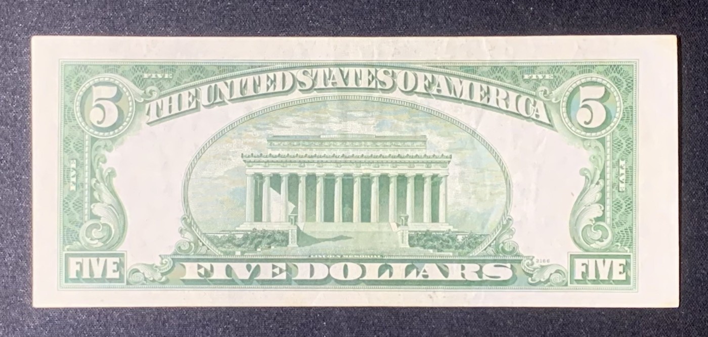 紫瑗钱币——第318期拍卖—纸币场 美国 1953年 无序列 亚伯拉罕·林肯 5美元 蓝印 银元券 流通品