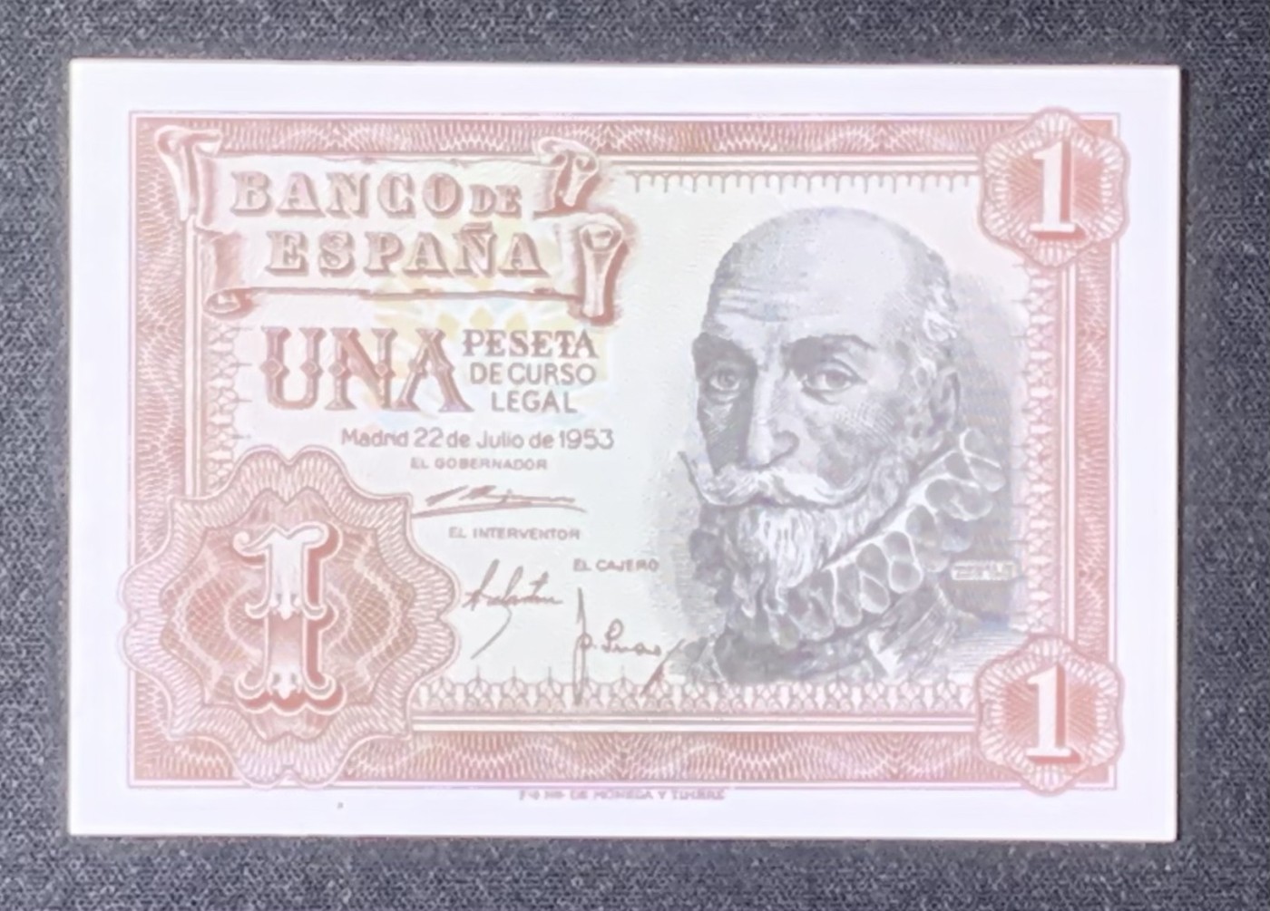 紫瑗钱币——第318期拍卖—纸币场 西班牙 1953年 圣克鲁斯侯爵 阿尔瓦罗·德·巴赞 1比塞塔 (P-144a）