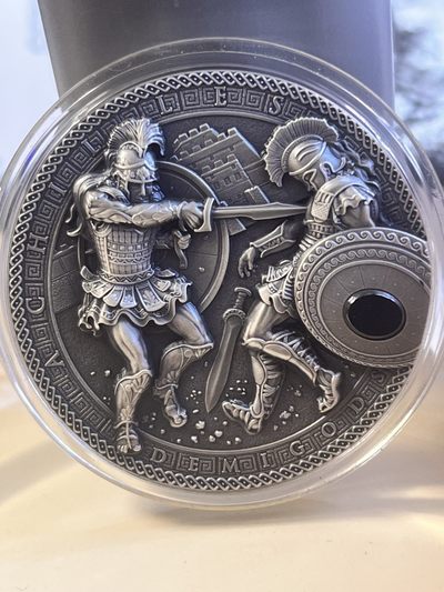 【海寕潮】拍卖第八十六期 - 【海寧潮】纽埃2017古希腊半神系列1阿喀琉斯与赫克托纪念银币