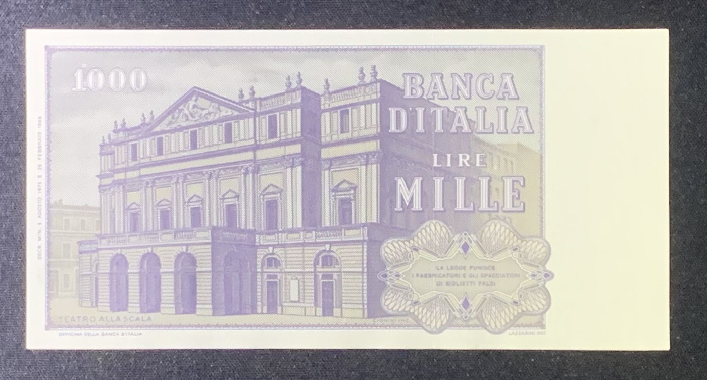 紫瑗钱币——第318期拍卖—纸币场 意大利 1979年 威尔第 1000里拉 UNC-