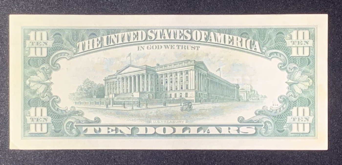 紫瑗钱币——第318期拍卖—纸币场 美国 1969年 L版 亚历山大·汉密尔顿 10美元 小头版 UNC- 无硬折