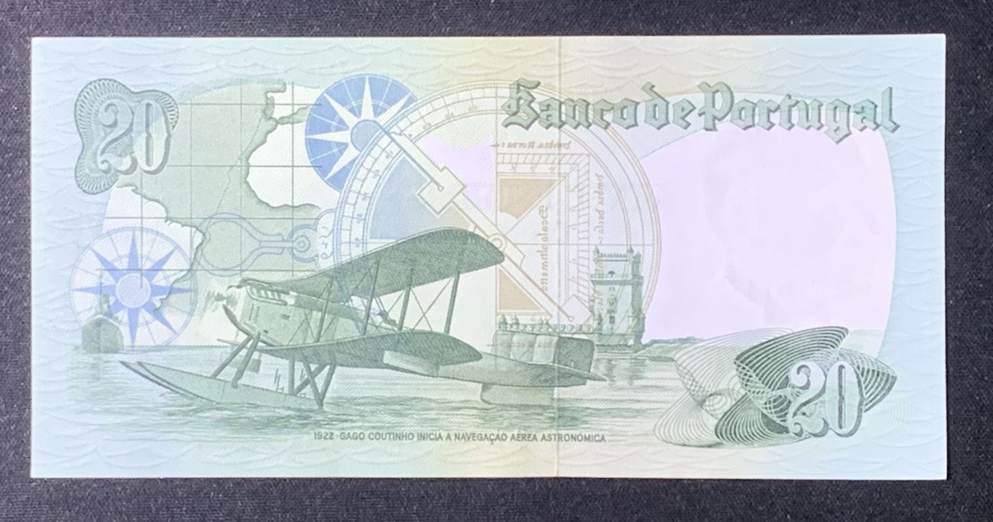 紫瑗钱币——第318期拍卖—纸币场 葡萄牙 1978年 10月4日 海军上将加戈·库蒂尼奥 20埃斯库多 UNC